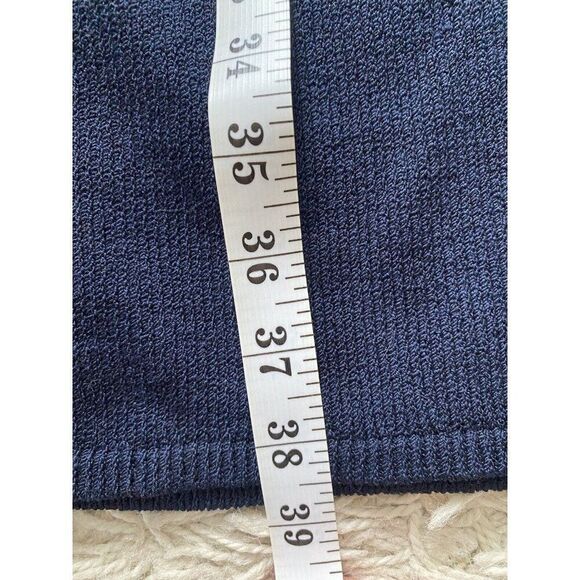 St. John Collection Dress Navy Blue Santana Knit 6 Wool Blend Stretch Mock Neck - Picture 5 of 6